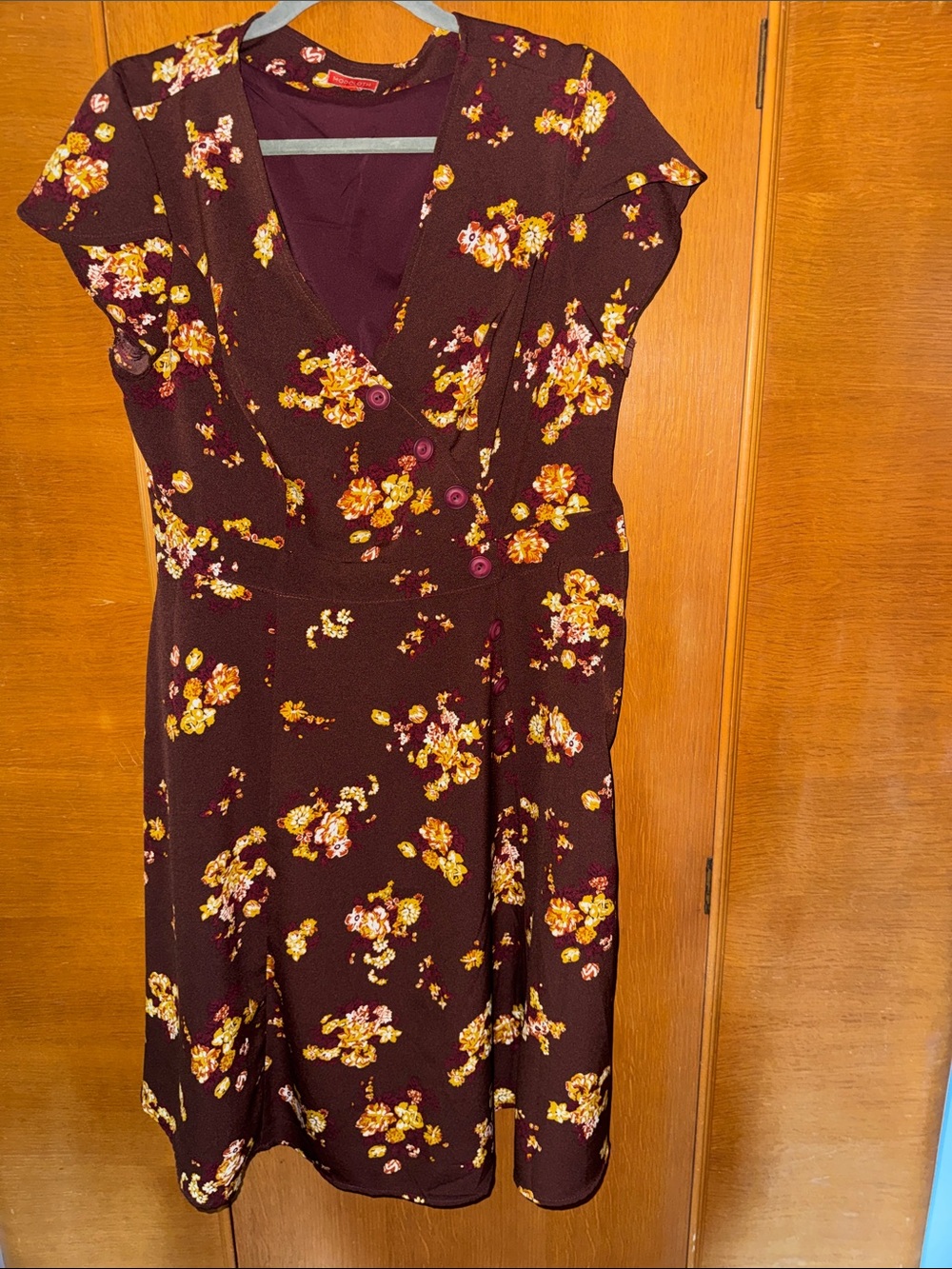 ModCloth Burgundy Floral Midi Dress